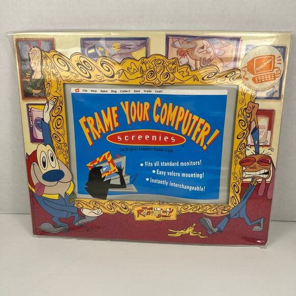WOW! Rare Awesome Vintage 1993 Ren & Stimpy Screenies Brand Monitor Frame - Picture 1 of 11